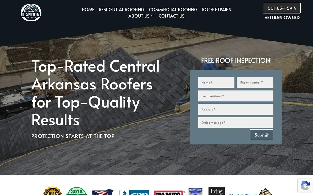Landon Roofing website