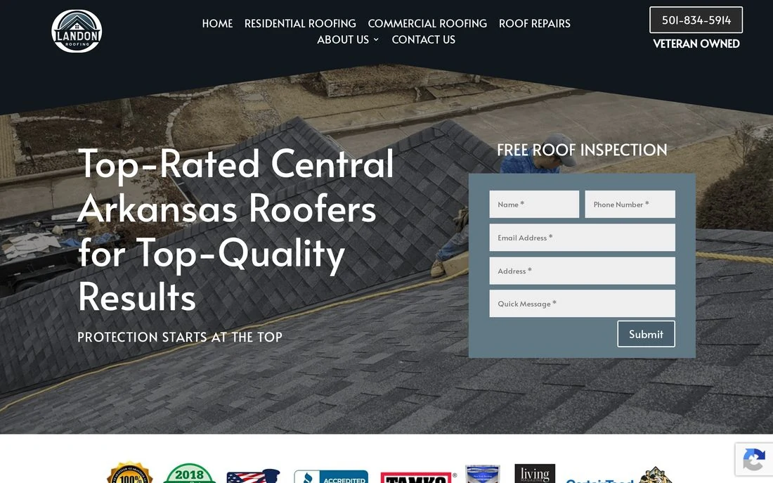 Landon Roofing website